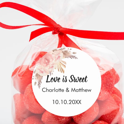 ピンクローズ金ゴールドフローラパンパ結婚スの愛は甘い ラウンドシール