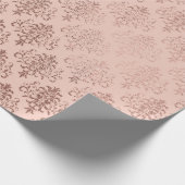 ピンクローズ金ゴールドフローラ王室のダマスクスキニーパウダー1 ラッピングペーパー (角)