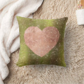 ピンクローズ金ゴールドブラシハートシークインスパークリー緑 クッション (ブランケット)