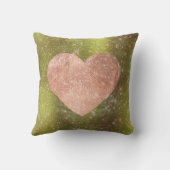 ピンクローズ金ゴールドブラシハートシークインスパークリー緑 クッション (裏面)