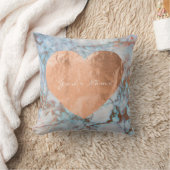 ピンクローズ金ゴールドブラシハートブルー海大理石 クッション (ブランケット)