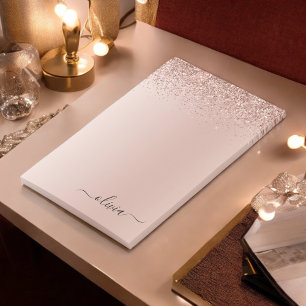 ピンクローズ金ゴールドブラシメタルモノグラム名 ポストイット