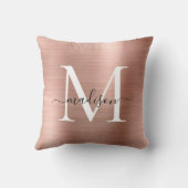 ピンクローズ金ゴールドブラシ付きメタルガーリースクリプトモノグラム クッション (裏面)