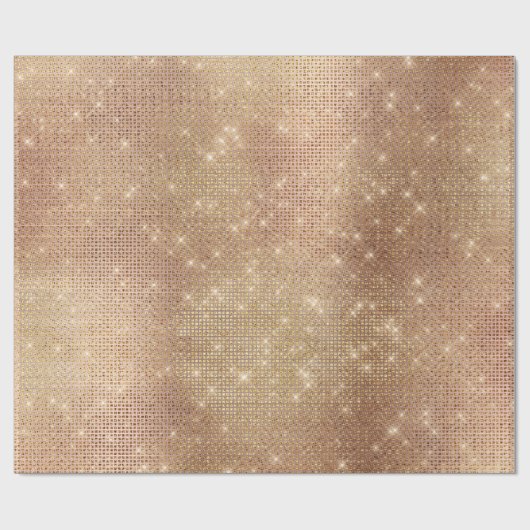 ピンクローズ金ゴールドブラシ輝くダイヤモンドメタリック ラッピングペーパー (フラット)