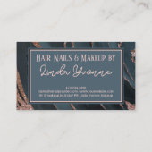 ピンクローズ金ゴールドブラックグレーマーブルアゲートアートパターン 名刺 (裏面)