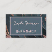 ピンクローズ金ゴールドブラックグレーマーブルアゲートアートパターン 名刺 (正面)