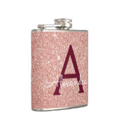 ピンクローズ金ゴールドブルゴーニュグリッタースパークルモノグラム フラスク (右)