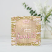 ピンクローズ金ゴールドプリンセススウィート16パーティの招待状 招待状 (スタンド正面)