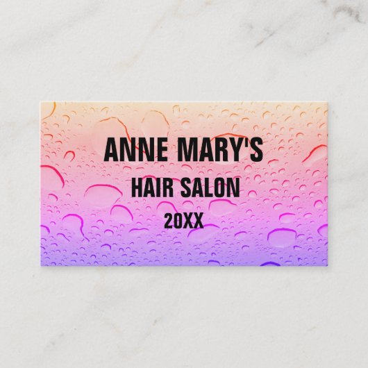 ピンクローズ金ゴールドヘアサロンガーリー水滴アート類 名刺 (正面)