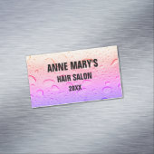 ピンクローズ金ゴールドヘアサロンガーリー水滴グラデーション類 マグネット名刺 (インサイチュ)