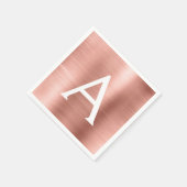 ピンクローズ金ゴールドホイルガーリーモノグラム誕生日 スタンダードカクテルナプキン (角)