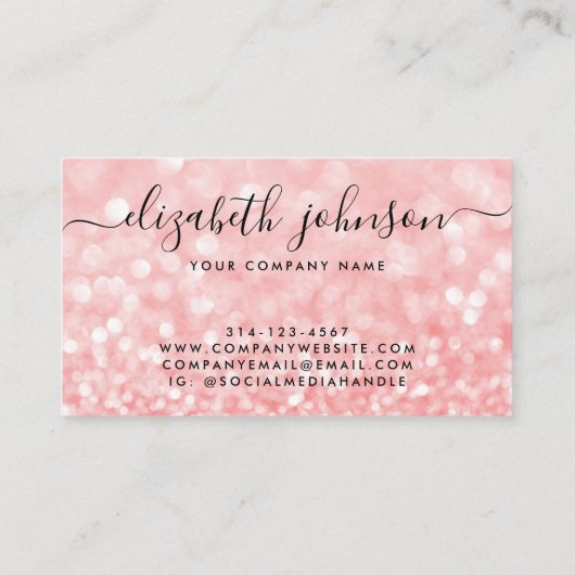 ピンクローズ金ゴールドホログラフィックグリッタースクリエレガントプト 名刺 (裏面)