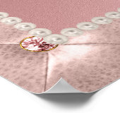 ピンクローズ金ゴールドホワイトパールクインセアニラ写真 ポスター (角)