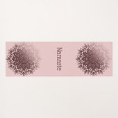 ピンクローズ金ゴールドマンダラパーソナライズされた ヨガマット (裏面(横))