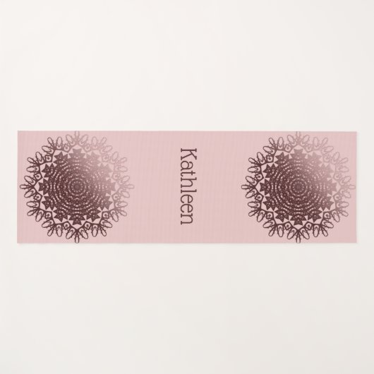 ピンクローズ金ゴールドマンダラパーソナライズされた ヨガマット (正面(横))