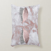 ピンクローズ金ゴールドマーブルシルバー赤面グリッターグラム アクセントクッション (正面(垂直))