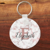 ピンクローズ金ゴールドマーブルモノグラム キーホルダー (正面)