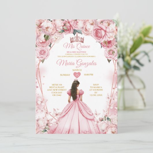 ピンクローズ金ゴールドミクリン15アノスキンセアニラ 招待状 (スタンド正面)