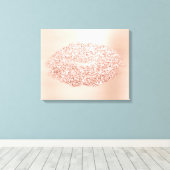 ピンクローズ金ゴールドメイクアップアーティスト金ゴールドキス唇 キャンバスプリント (インサイチュ (ウッドフロア))