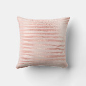 ピンクローズ金ゴールドメタリックストライプ製のラインズガーリー クッション (裏面)