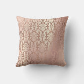 ピンクローズ金ゴールドメタリックダマスク王室の赤面粉末 クッション (裏面)