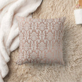 ピンクローズ金ゴールドメタリックダマスグ王室のレー クッション (ブランケット)