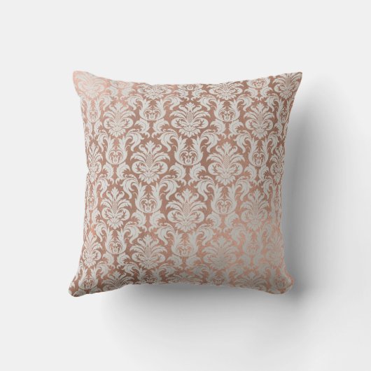 ピンクローズ金ゴールドメタリックダマスグ王室のレー クッション (裏面)