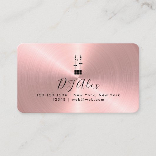 ピンクローズ金ゴールドメタリックフェイクDJ 名刺 (正面)