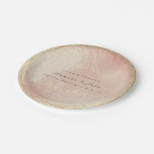 ピンクローズ金ゴールドメタリックフローラ結婚リースズガラス ペーパープレート (アングル)