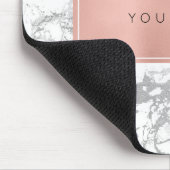 ピンクローズ金ゴールドメタリックミニマルホワイトマーブルグレー マウスパッド (コーナー)