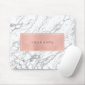 ピンクローズ金ゴールドメタリックミニマルホワイトマーブルグレー マウスパッド (マウス)
