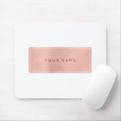 ピンクローズ金ゴールドメタリックミニマルホワイト長方形 マウスパッド (マウス)