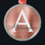 ピンクローズ金ゴールドメタリックモノグラム メタルオーナメント<br><div class="desc">ピンクローズ金ゴールドフェイク金属ステンレス鋼モノグラムエレガントクリスマスオーナメント。このオーナメントはカスタマイズ、イニシャルと名を含めることができる。</div>