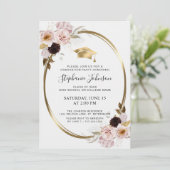 ピンクローズ金ゴールドメタリック卒業パーティー 招待状 (スタンド正面)