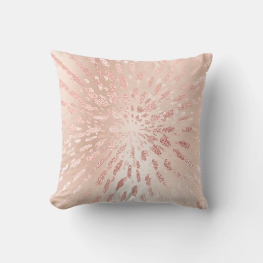 ピンクローズ金ゴールドメタル赤面金ゴールドグレー抽象芸術 クッション (正面)