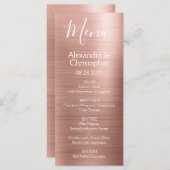ピンクローズ金ゴールドモダンとエレガントなウェディングメニュー メニュー (正面/裏面)