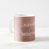 ピンクローズ金ゴールドモダンとシックな花嫁メイド コーヒーマグカップ (正面左)