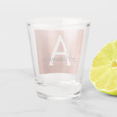 ピンクローズ金ゴールドモダンメタリックモノグラム誕生日 ショットグラス (裏面)