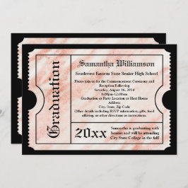 ピンクローズ金ゴールドモダン大理石卒業チケット 招待状