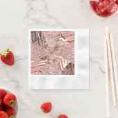 ピンクローズ金ゴールドモダンSweet sixteen16誕生日 縁ありカクテルナプキン (インサイチュ)