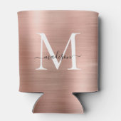 ピンクローズ金ゴールドモノグラムスクリプトブラッシュメタル鋼 缶クーラー (裏面)