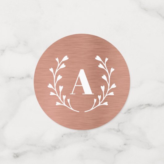 ピンクローズ金ゴールドモノグラム任意イニシャル パーソナライズされた コンフェッティ (スモール正面)