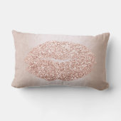 ピンクローズ金ゴールドリップガーリーグリッターメイクアップキス ランバークッション (裏面)