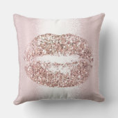 ピンクローズ金ゴールドリップグリッターピンクメイクアップキス クッション (裏面)