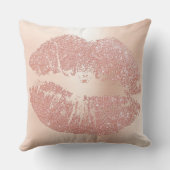 ピンクローズ金ゴールドリップグリッター赤面スパークリーキスルクス クッション (裏面)