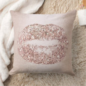 ピンクローズ金ゴールドリップグリッター赤面メイクアップキス クッション (ブランケット)