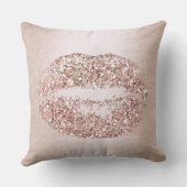 ピンクローズ金ゴールドリップグリッター赤面メイクアップキス クッション (裏面)