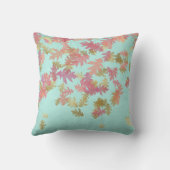 ピンクローズ金ゴールドリーフレスミントグリーンアイボリーリネン クッション (裏面)