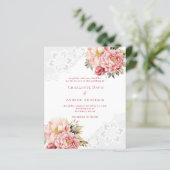 ピンクローズ金ゴールドレースフローラ結婚式招待状 (スタンド正面)
