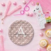 ピンクローズ金ゴールドヴィンテージジュエルモノグラム誕生日 ペーパープレート (パーティー)